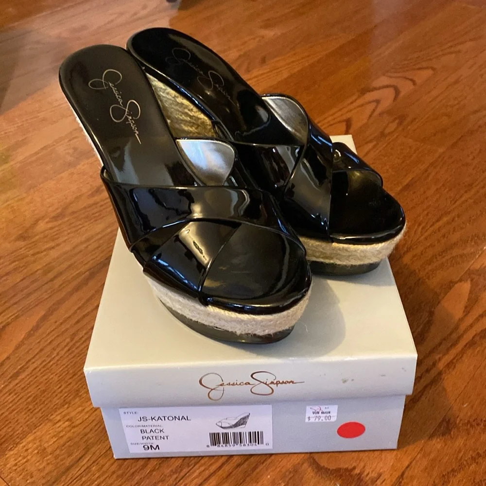 Jessica Simpson JS - Katonal Women’s Black Patent Sandals size 9 EUC - Picture 10 of 10